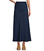 Color:Dewberry - Image 1 - Long Bias Elastic Waist Coordinating A-Line Pull-On Skirt
