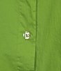 Color:Soca - Image 3 - Winsor Plus Size Organic Cotton Poplin Round Neck Short Sleeve Button-Front Midi Shirt Dress