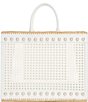 Color:Ivory Natural - Image 1 - Woven Caned Leather Ellie Large Pearl Tote Bag