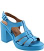 Color:Blue - Image 1 - Lana Leather Platform Block Heel Sandals