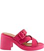 Color:Hot Pink - Image 2 - Milan Leather Platform Block Heel Sandals