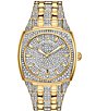Color:Two Tone - Image 1 - Men's Crystal Pave Two Tone Bracelet Watch
