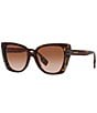 Color:Brown - Image 1 - Women's BE4393 54mm Plaid Cat Eye Sunglasses