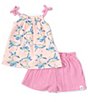 Color:Rosie - Image 1 - Baby Girls Newborn-24 Months Sleeveless Sea Turtle Tank Top & Solid Shorts Set