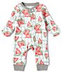 Color:Green Tea - Image 1 - Baby Newborn-9 Months Long Sleeve Watermelon Printed Coverall