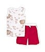 Color:Red - Image 1 - Little Boys 2T-5T Sleeveless Baseball Print Tank And Shorts Set