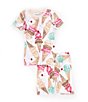 Color:Dahlia - Image 1 - Little Girls 2T-5T Short-Sleeve Ice Cream-Printed Pajama T-Shirt & Matching Shorts Set