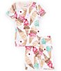 Color:Dahlia - Image 1 - Little/Big Girls 4-12 Short Sleeve Ice Cream Printed Pajama T-Shirt & Matching Shorts Set