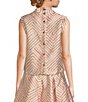Color:Blush - Image 2 - Brocade Cropped Sleeveless Mock Neck Button Back Coordinating Boxy Top