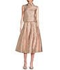 Color:Blush - Image 3 - Brocade Cropped Sleeveless Mock Neck Button Back Coordinating Boxy Top