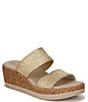 Color:Gold - Image 1 - Resort Washable Raffia Stretch Platform Wedge Sandals