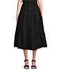 Color:Black - Image 1 - Cotton Tiered Smocked Back Button-Front A-Line Midi Skirt