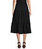 Color:Black - Image 2 - Cotton Tiered Smocked Back Button-Front A-Line Midi Skirt