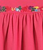 Color:Pink Multi - Image 4 - Embroidered Knit Crew Neck Flutter Short Sleeve Blouse