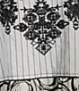 Color:Black Multi - Image 4 - Embroidered Patchwork Split V-Neck 3/4 Bell Sleeve Tunic
