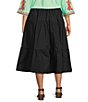 Color:Black - Image 2 - Plus Size Cotton Tiered Button-Front Skirt