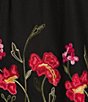 Color:Black Multi - Image 5 - Plus Size Embroidered Floral Square Neck Bracelet Length Sleeve Tunic