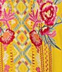 Color:Yellow/Multi - Image 4 - Plus Size Embroidered Split Neck Tie Detail 3/4 Sleeve Pullover Blouse