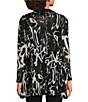 Color:White/Black - Image 2 - Print Knit Mesh Shawl Neck Long Sleeve Cardigan