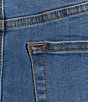 Color:Indigo - Image 4 - Stretch Denim Straight Hem Back Slit Pull-On Midi Skirt