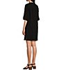 Color:Black Multi - Image 4 - V-Neck Embroidered Patchwork Detail 3/4 Sleeve A-Line Dress