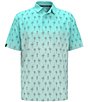 Color:Limpet Shell - Image 1 - Ombre Printed Short Sleeve Golf Polo Shirt
