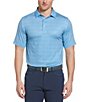 Color:Blue Grotto - Image 1 - Short Sleeve Artisan Chevron Print Golf Polo Shirt