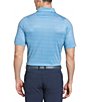 Color:Blue Grotto - Image 2 - Short Sleeve Artisan Chevron Print Golf Polo Shirt