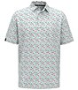 Color:Bright White - Image 1 - Short Sleeve Birdie Print Polo Golf Shirt