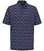 Color:Peacoat - Image 1 - Short Sleeve Birdie Print Polo Golf Shirt