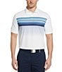 Color:Bright White - Image 1 - Short Sleeve Fluid Stripe Golf Polo Shirt