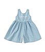 Color:Assorted - Image 1 - Baby Girls 12-24 Months Sleeveless Denim Fit-And-Flare Romper