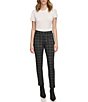 Color:Black With Box - Image 5 - Bold Plaid Print Flat Front Mid Rise Twill Leggings