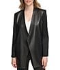 Color:Black - Image 1 - Mixed Media Open Front Jacket