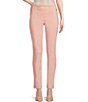Color:Silver Pink - Image 1 - Front Seam Slim Tapered Leg Stretch Twill Ankle Pull-On Pants
