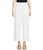 Color:Soft White - Image 1 - High Rise Pleated Smocked Waist Side Pocket Straight Leg Cropped Pants