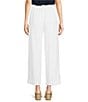 Color:Soft White - Image 2 - High Rise Pleated Smocked Waist Side Pocket Straight Leg Cropped Pants
