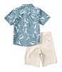 Color:Assorted - Image 2 - Little Boys 2T-7 Short Sleeve Poplin Button-Front Shirt & Twill Shorts Set
