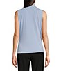 Color:Baby Blue - Image 2 - Matte Jersey V-Neck Shoulder Pleat Sleeveless Top
