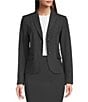 Color:Charcoal - Image 1 - Notch-Collar Long Sleeve Padded Shoulder Luxe Stretch Coordinating Jacket