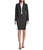 Color:Charcoal - Image 3 - Notch-Collar Long Sleeve Padded Shoulder Luxe Stretch Coordinating Jacket
