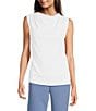 Color:White - Image 1 - Petite Size Solid Knit Cowl Neck Sleeveless Top