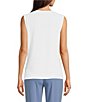 Color:White - Image 2 - Petite Size Solid Knit Cowl Neck Sleeveless Top