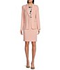 Color:Silver Pink - Image 3 - Petite Size Stretch Woven Lux Peak Lapel Collar Long Sleeve Flap Pocket One-Button Jacket