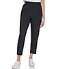 Color:Black - Image 1 - Pleated Front Straight Leg Pocketed Pull-On Pant