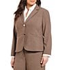 Color:Heather Taupe - Image 1 - Plus Size 2 Button Luxe Notch Collar Jacket