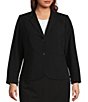 Color:Black - Image 1 - Plus Size Long Sleeve 2-Button Suit Jacket