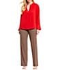 Color:Heather Taupe - Image 3 - Plus Size Classic Fit Straight Leg Pants