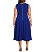 Color:Regatta - Image 2 - Plus Size Sleeveless V-Neck Scuba Crepe Fit and Flare Midi Dress