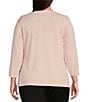 Color:Silver Pink - Image 2 - Plus Size Stretch Crepe Crew Neck Staple Hardware Cut Out Detail Cap Sleeve Top